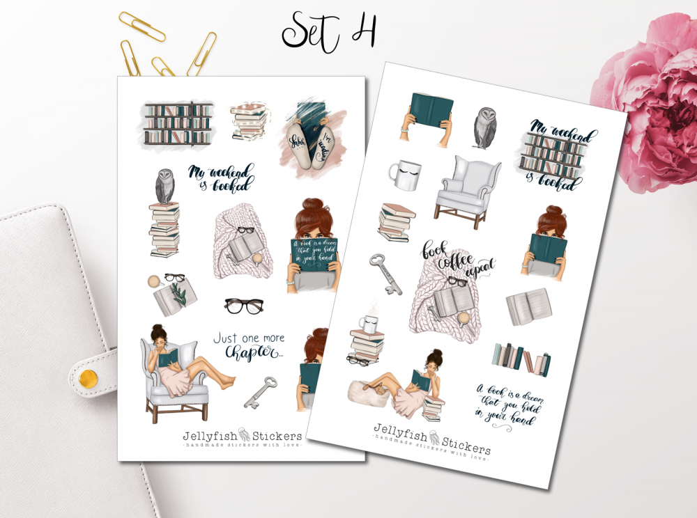 Mädchen Bücher Sticker Set